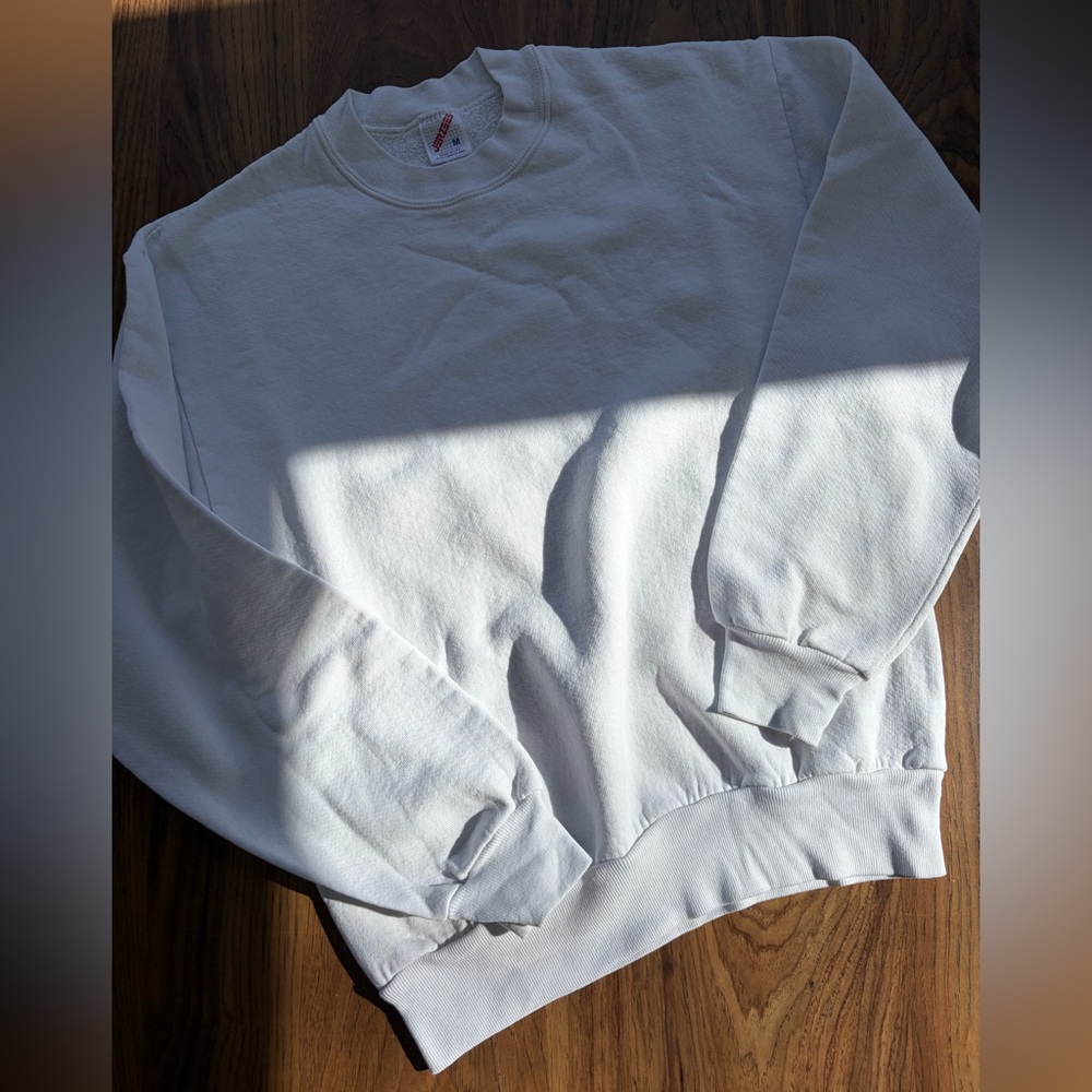 Vtg Jerzees White Unisex Crewneck Sweatshirt